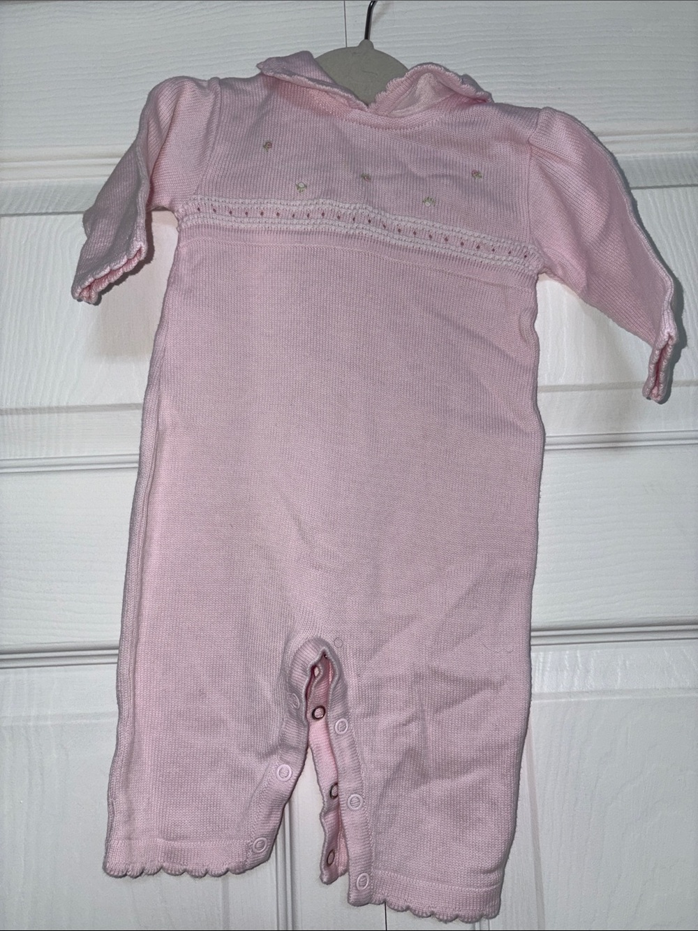 Soft Pink Hooded Baby One-Piece Footie 100% cotton